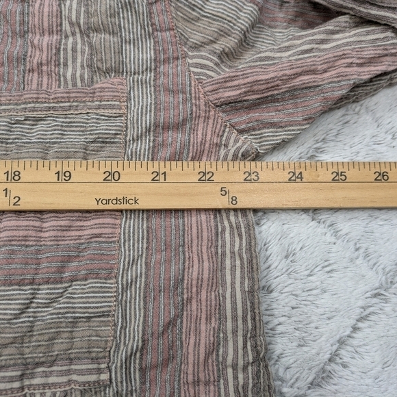 Free People Shirt Women's L Pink Beige Sand Stripe High Tide Button Down - Picture 4 of 7